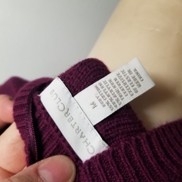 Charter Club Sweater Purple Knit Cardigan Tunic medium M cottagecore long Sleeve - Picture 6 of 10